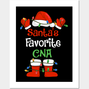 Santa's Favorite CNA Funny Christmas Pajamas Posters and Art